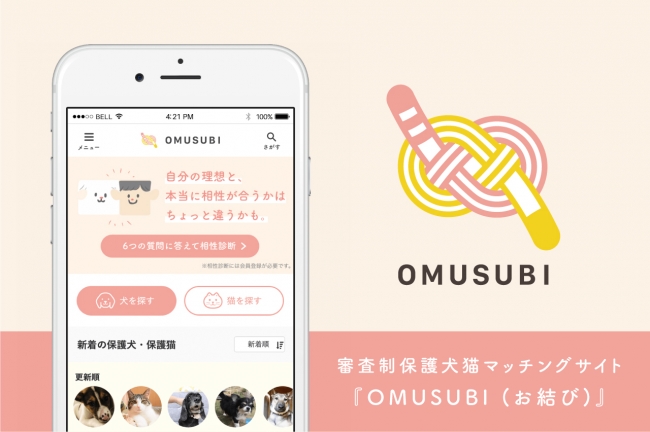 審査制の保護犬・保護猫マッチングサイト「OMUSUBI」（お結び）